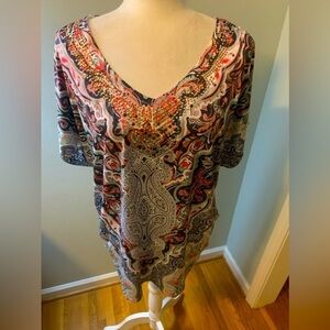 Energe World Wear orange paisley tunic, size L